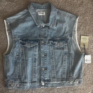 Agolde Charli Light Blue Denim Vest Size Large